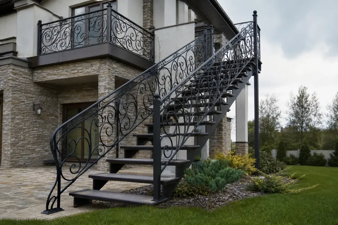Кованая уличная лестница