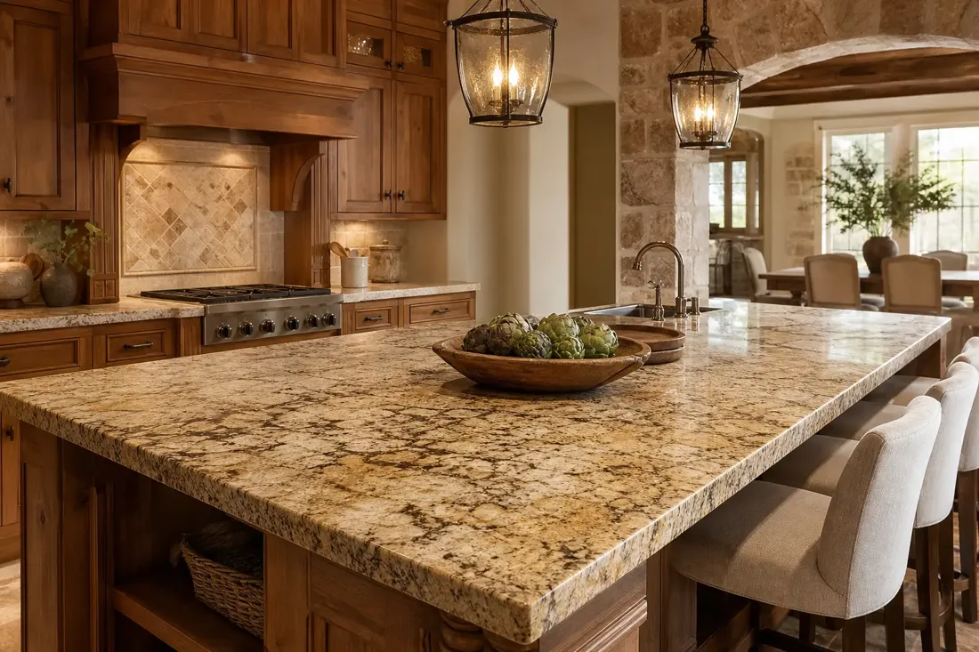 Кухонная столешница из гранита «Giallo Ornamental»